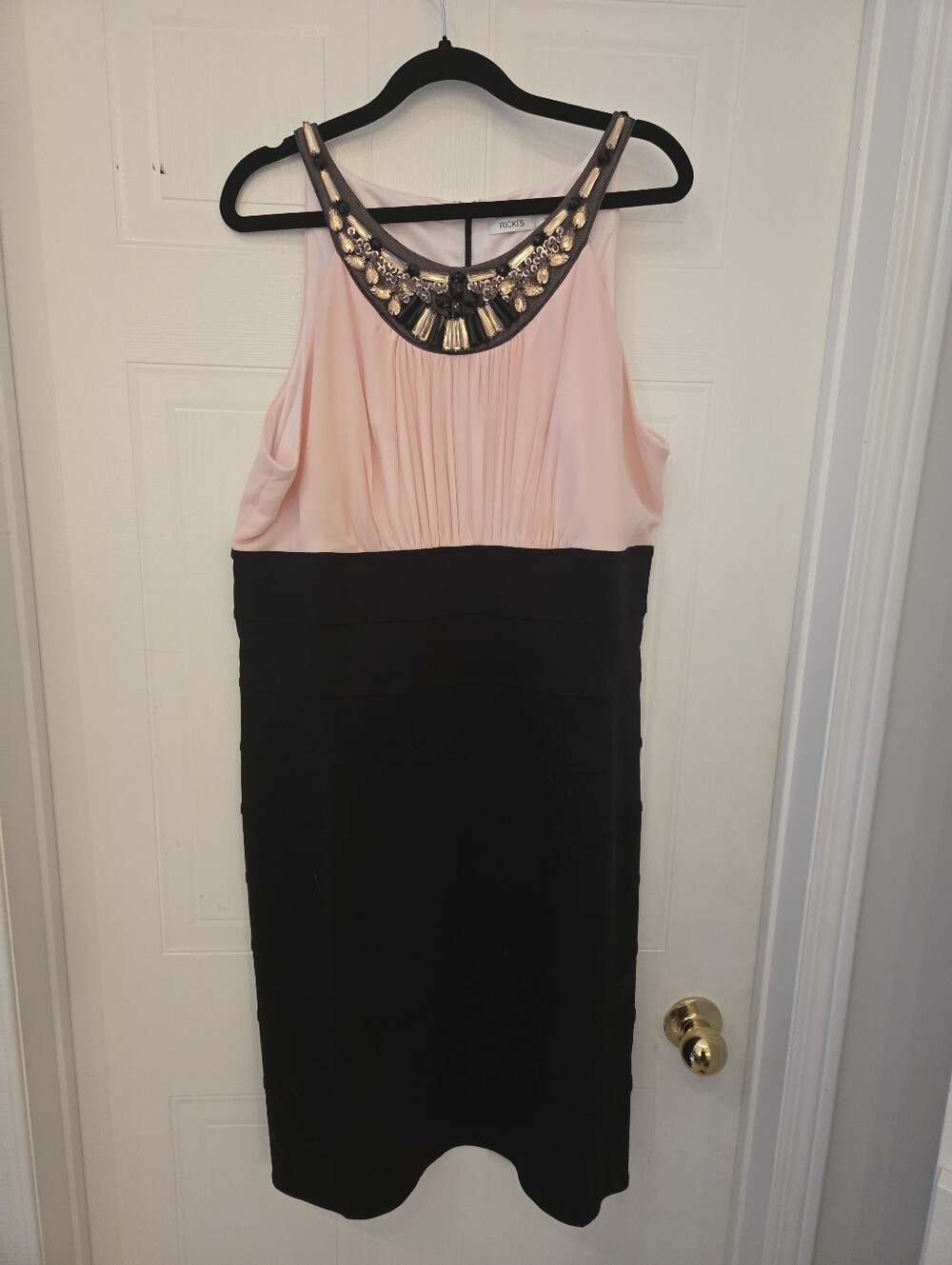 Rickis Embellished Pink and Black Midi Dress Size 16
